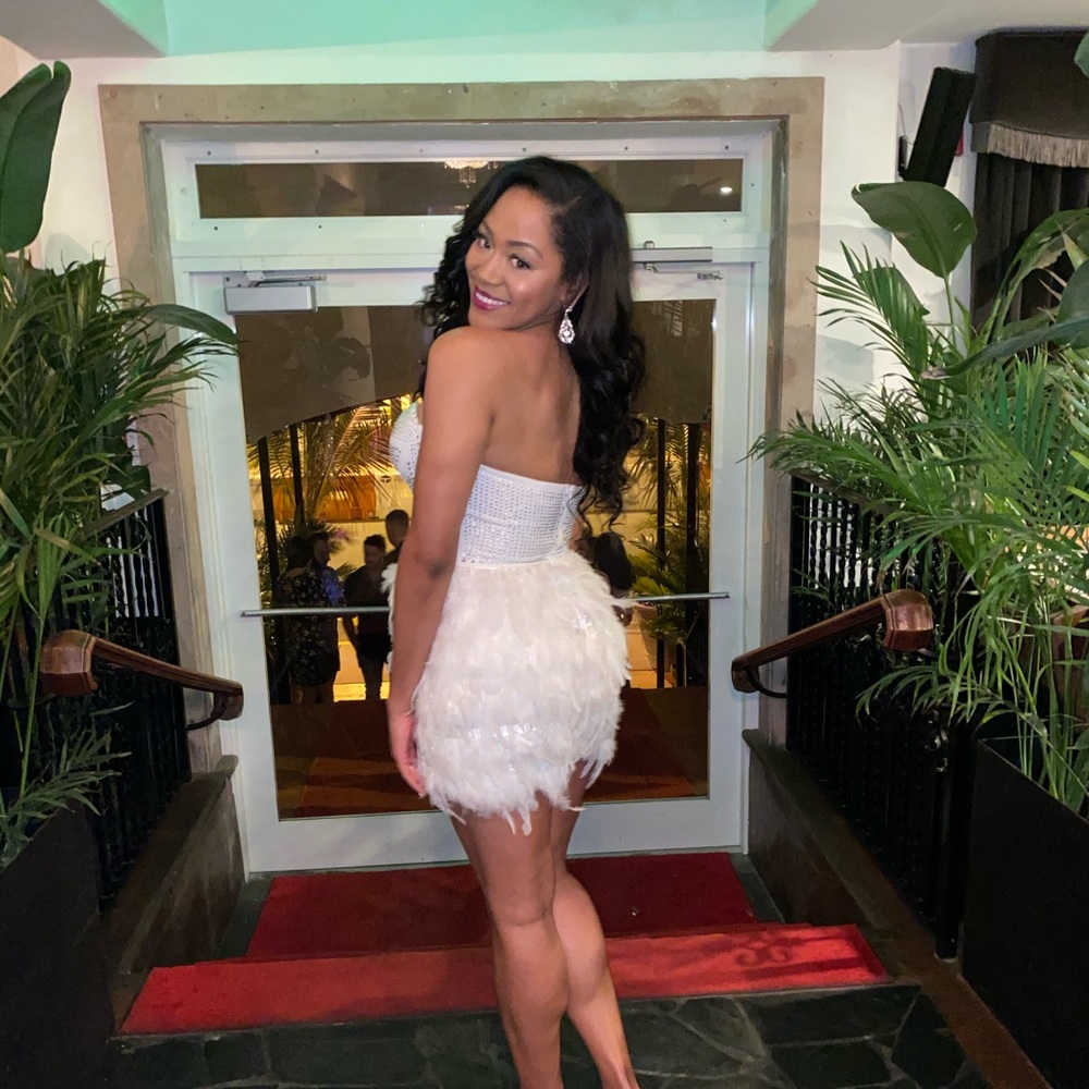 Feather bachelorette dress